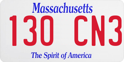 MA license plate 130CN3