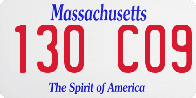 MA license plate 130CO9