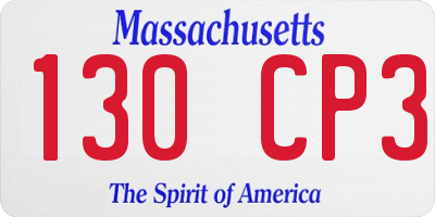 MA license plate 130CP3