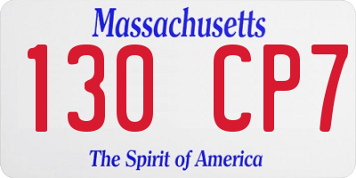 MA license plate 130CP7