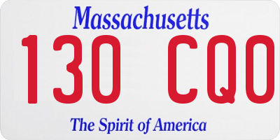 MA license plate 130CQ0