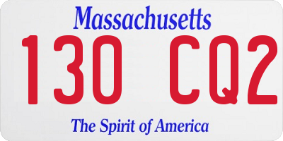 MA license plate 130CQ2