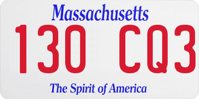 MA license plate 130CQ3