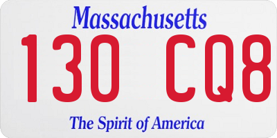 MA license plate 130CQ8