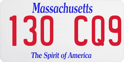 MA license plate 130CQ9