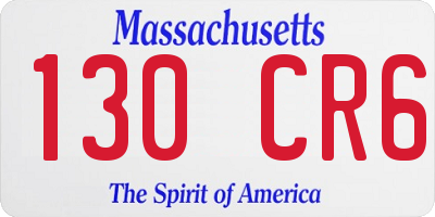 MA license plate 130CR6