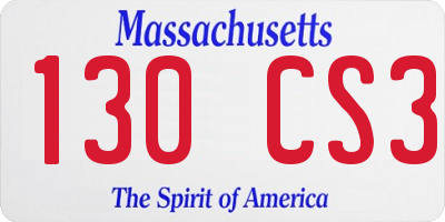 MA license plate 130CS3
