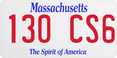 MA license plate 130CS6