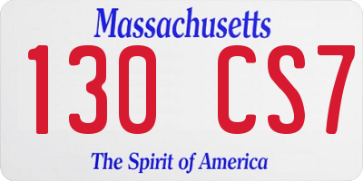 MA license plate 130CS7