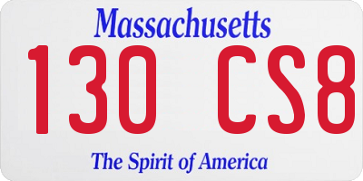 MA license plate 130CS8