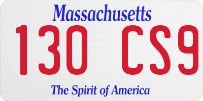 MA license plate 130CS9