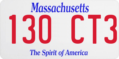 MA license plate 130CT3
