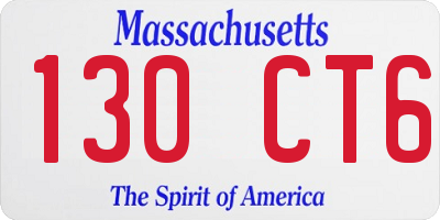 MA license plate 130CT6
