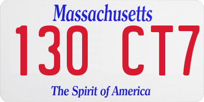 MA license plate 130CT7