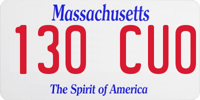 MA license plate 130CU0