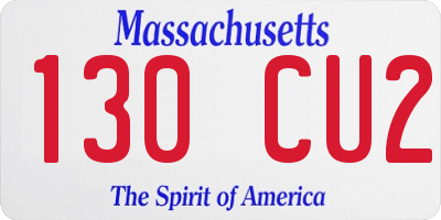 MA license plate 130CU2