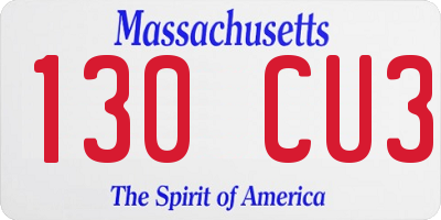 MA license plate 130CU3