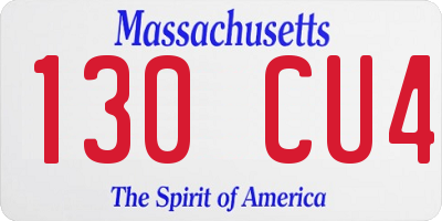 MA license plate 130CU4