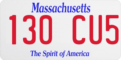 MA license plate 130CU5