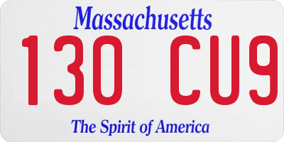 MA license plate 130CU9