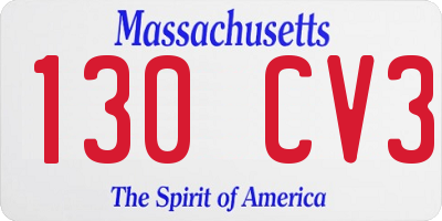 MA license plate 130CV3