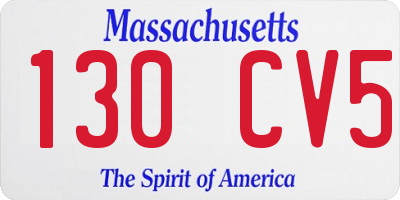 MA license plate 130CV5