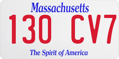 MA license plate 130CV7