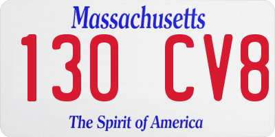 MA license plate 130CV8