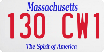 MA license plate 130CW1