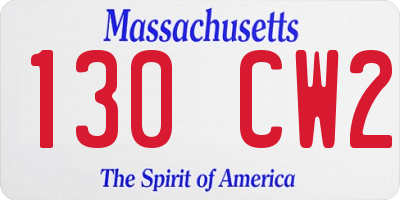 MA license plate 130CW2