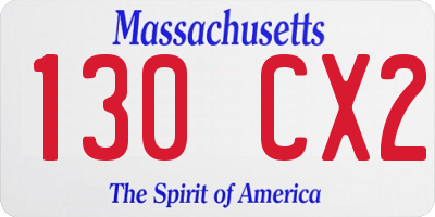 MA license plate 130CX2
