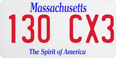 MA license plate 130CX3