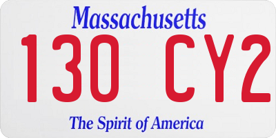 MA license plate 130CY2