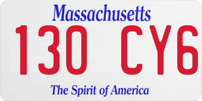 MA license plate 130CY6