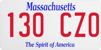 MA license plate 130CZ0