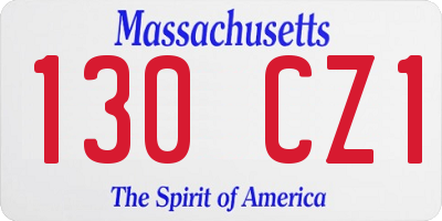 MA license plate 130CZ1
