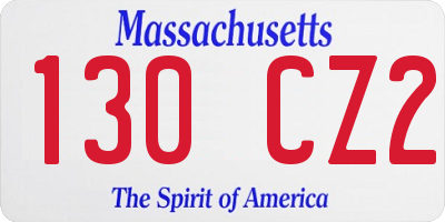 MA license plate 130CZ2