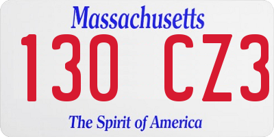 MA license plate 130CZ3