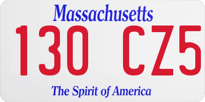 MA license plate 130CZ5