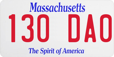 MA license plate 130DA0