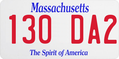 MA license plate 130DA2