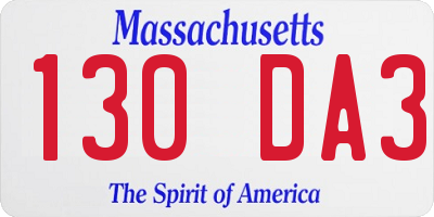 MA license plate 130DA3