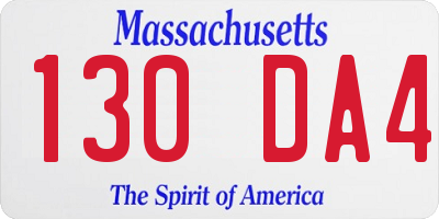 MA license plate 130DA4