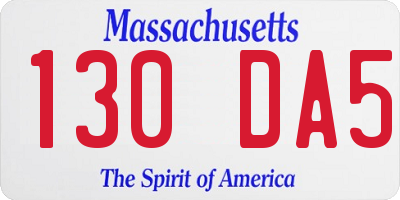 MA license plate 130DA5