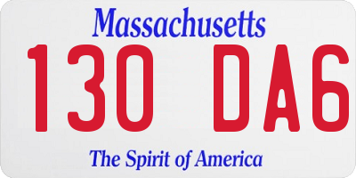 MA license plate 130DA6