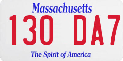 MA license plate 130DA7