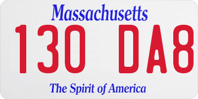 MA license plate 130DA8