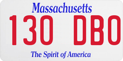 MA license plate 130DB0