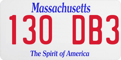 MA license plate 130DB3