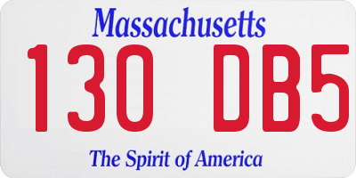 MA license plate 130DB5